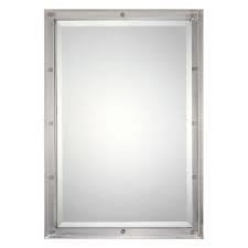Uttermost Manning Nickel Brushed Nickel Mirror 09106 Bellacor Brushed Nickel Mirror Brushed Nickel Bathroom Mirror Vanity Wall Mirror