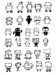 Black And White Robot Drawing Designcritter Graffiti Cartoons Robots Drawing Robot Sketch