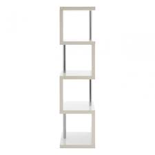 A perfect multi shelf storage unit for those with modern, rustic, shabby chic or country style homes. Contour 4 Tier White Gloss Shelf Unit Wood Stainless Steel White Clanbay