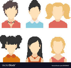 Set Of Pixel Faces Vector Image On Vectorstock Pixel Vector Images Pixel Art
