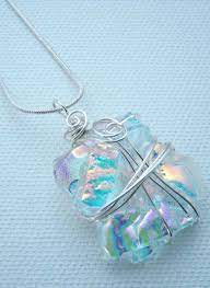 Fused Glass Pendant Tacked Fused Glass Necklace Fused Glass Jewelery Wire Wrap Pendant Dichroic Glass Necklace Sue Cooperman Fused Glass Jewelry Fused Glass Pendant Fused Glass Necklace