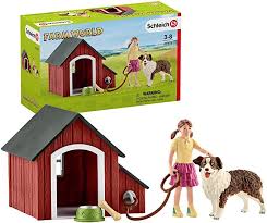 Amazon Com Schleich Farm World Dog Kennel 5 Piece Educational Playset For Kids Ages 3 8 Schleich Toys Games In 2020 Dog House Dog Kennel Schleich