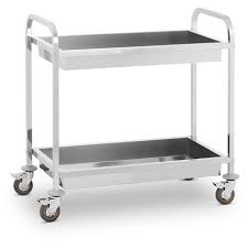 Munie de nombreux rangements, la desserte haley se révèle très pratique au quotidien! Chariot De Service Desserte Pro Cuisine Table Mobile Roulante Acier Inox 2 Cuves