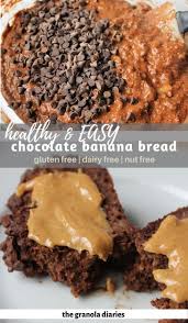 Gluten Free Chocolate Banana Bread Dairy Free The Granola Diaries In 2020 Dairy Free Baking Gluten Free Chocolate Healthy Chocolate Banana