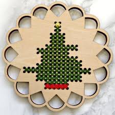 Ideal for a cross stitch card if you pick a finer fabric (32 ct evenweave. Cross Stitch Christmas Tree Decoration Kit Under The Rowan Trees