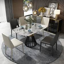 Caterers have traditionally had it rough. Modern Leaf Extendable Dining Tables Marble Pattern Stone Kitchen Tables Stainless Steel Metal Frame In