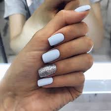 I show you in this video a blue, brown and gold separated nail art using dotting tool. Mismatched Light Blue And Silver Nail Design Nails Cute Spring Nails Nails Square Nails