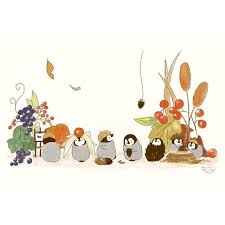 もじじ on instagram あきじたく 秋 ぺんぎん イラスト 絵 木の実 イラスト カワイイアート かわいいペンギン