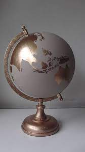 Hand Painted Globe Wedding Guest Book Travel Gift Gemalte Welt Gold Diy Globus Dekor