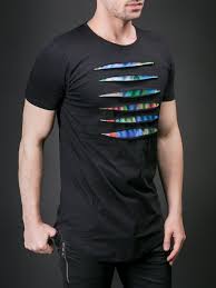 n r men front ripped tri t shirt black mens clothing