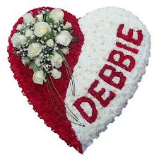 Flowers not only accompany us in the bright and joyful moments of our lives, but also in sad moments, such as a funeral or a celebration of life. Funeral Flowers Funeral Heart Red White Name Funeral Flower Arrangements Funeral Floral Funeral Heart