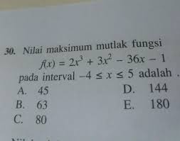 Untuk mencari nilai maksimal dan minimal dari sebuah deret bilangan, python telah menyediakan untuk kita 2 fungsi bawaannya yaitu min() dan max(); Nilai Maksimum Mutlak Fungsi Brainly Co Id