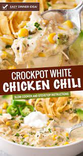 This Contest Winning Crockpot White Chicken Chili Is Made Easy In The Slow In 2020 In 2020 Chicken Crockpot Recipes Slow Cooker Chicken Chili Crockpot Recipes Easy
