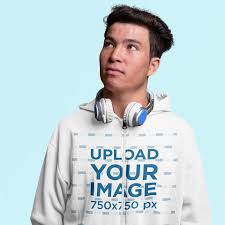 Download Placeit Full Zip Hoodie Mockup Of A Man With Headphones In A Studio Hoodie Mockup Full Zip Hoodie Clothing Mockup