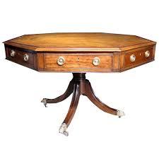 Octagonal Regency Style Library Drum Table English Mid 19th Century 1stdibs Com Drum Table Vintage Desk Table