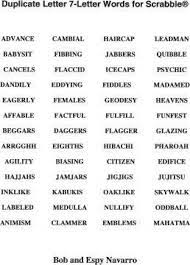 Words with 7 letters ; Duplicate Letter 7 Letter Words For Scrabble Bob And Espy Navarro 9781517575595