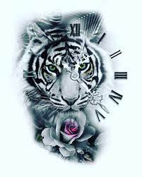 Nenhuma Descricao De Foto Disponivel Tiger Tattoo Design Clock Rose Tattoo Clock Rose Tattoo Design
