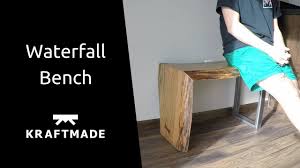 Entirely handmade with reclaimed wood and a waterfall drop down both sides all the way to the floor. Building A Live Edge Waterfall Bench Kraftmade Youtube