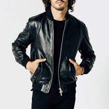 Mens Leather Bomber Jacket In Black 2 Mens Leather Bomber Jacket Leather Bomber Jacket Leather Jacket Men