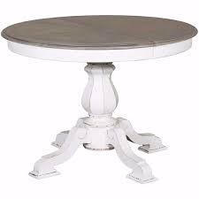 Crafted of reclaimed mango wood from india, the table has a raw, white wash finish that is created through sandblasting the wood. Magnolia Pedestal Round Top Table 244 P4260 T4260 Afw Com