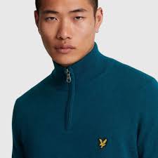 cotton merino quarter zip jumper kn2112vc lyle & scott polo w992