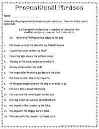 Prepositional Phrases No Prep Prepositional Phrases Phrase Linking Verbs