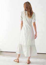 Puff Sleeve Scoop Neck Midi Dress - White Floral - Maxi Dresses - Other Stories Scoop Neck Midi Dress Midi Dress White Floral Maxi Dress