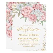 Elegant Dusty Pink Gold Floral Garden Wedding Invitation Zazzle Com Garden Wedding Invitations Floral Bridal Shower Invitations Bridal Shower Invitations
