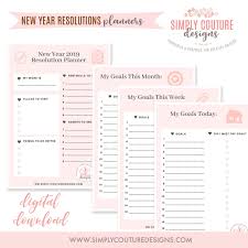 Free New Year S Resolutions Printable Simply Couture Designs Printable Planner New Years Resolution Planner Printables Free