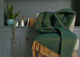 Wrap up with a mustard blanket from zazzle! Cedar Green And Mustard Herringbone Throw The British Blanket Co The British Blanket Company