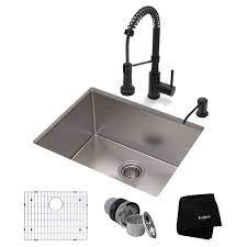 It matches the custom cabinets and countertops just right. Kraus Standart Pro Undermount Kitchen Sink With Matte Black Faucet Single Bowl 23 In Stainless Steel Rona