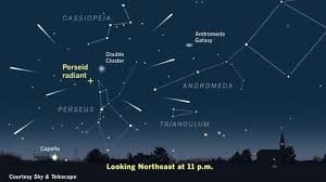 The 2018 Perseid Meteor Shower Peaks Overnight On Aug 12 13 2018 This Sky Map Shows Where To Look At 11 P M Local Time This We Perseid Meteor Shower Meteor Shower Space Astronomy