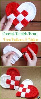 Crochet Interweave Danish Heart Free Pattern Video Crochet Heart Applique Free Patterns Crochet Heart Pattern Valentines Crochet Crochet