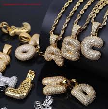Hip Hop Men S Gold Iced Out Bubble Letters Alphabet Letters Initial Letter Pendant Necklace Jewelry Cz Pendant Fashion Jewelry Hip Hop Letter Jewelry