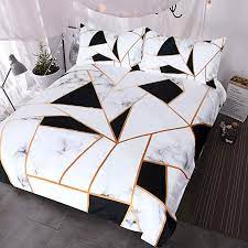 blessliving marble print bedding white and black geometric marble duvet cover 3 pieces elegant faux rose gold bed geometric bedding marble bed set gold bedroom