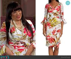 WornOnTV: Paulina white floral surplice dress