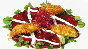 Schuhbecks Meine Flexitarische Kuche Rote Bete Carpaccio Mit Gebackenen Schwarzwurzeln Br De Rote Bete Carpaccio Schwarzwurzel Rezept Schwarzwurzel