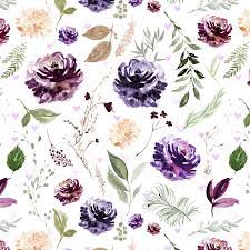 Purple Florals Fabric By The Yard Quilting Cotton Organic Etsy Floral Watercolor Quilts Floral Fabric