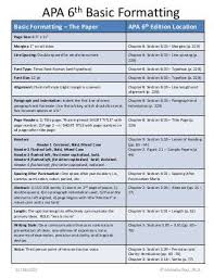 Quicksheet Apa 6th Ed The Basic Mechanics Apa 6th Edition College Writing Apa Writing Format