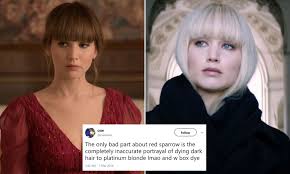 Related searches for dying red hair blonde: Red Sparrow Viewers Blast Inaccurate Hair Dye Scene Daily Mail Online