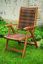 Outdoor Interiors 21050r Copenhagen Collection Resin Wicker And Eucalyptus 5 Position Folding Arm Cha Garden Chairs Outdoor Rocking Chairs Folding Lounge Chair