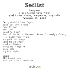 Call out my name (intro, performed by choir)2. Scorpions Kickoff Crazy World 2020 Tour With 13 Song Setlist Setlist Fm