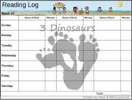 Free Weekly Summer Reading Charts 3 Dinosaurs