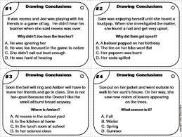 Use orally in small groups, or individually as a writing assignment at a literacy center. Drawing Conclusions Task Cards Making Inferences Activity Distance Learning