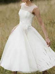 Simple Illusion Neck Cheap Short Wedding Dresses Online Wdy0234 In 2020 Online Wedding Dress Tea Length Beach Wedding Dresses Short Wedding Dress