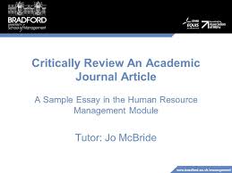 Apa recommends using subheadings only when the paper has at least two subsections within a larger section. Critically Review An Academic Journal Article A Sample Essay In The Human Resource Management Module Tutor Jo Mcbride Ppt Video Online Download
