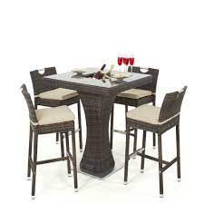 Shop quality outdoor bar and counter tables. Kersey Outdoor Tall Bar Table With Ice Bucket And 4 Stools Brown And Beige Garden Garden Rattan Garden Furniture Terrace Furniture Maze Rattan