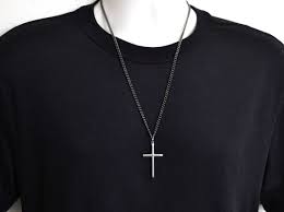 Precious metal is always preferable when choosing necklaces for men. Cross Necklace For Men Big Silver Cross Pendant On Black Curb Etsy Cross Necklace Silver Silver Cross Pendant Cross Jewelry