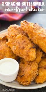 Crispy Sriracha Buttermilk Oven Fried Chicken Recipe Video This Crispy Sriracha Butter Fries In The Oven Fried Chicken Recipes Buttermilk Oven Fried Chicken