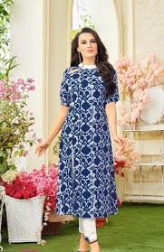 Rayon Printed Kurti Rayon Western Style Kurti Fency Wear Blue Kurti Design Beautiful Party Wear Ethn Kurti Designs Short Sleeve Dresses Fashion Design